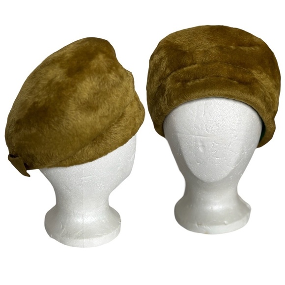 Vintage 1960's Martelle Fur pillbox  Hat - Taupe Brown - ribbon accent - Picture 1 of 7